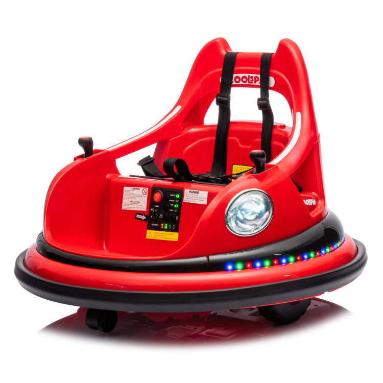 12V Ride On Bumper Car For Kids,Electric Car For Kids,1.5 5 Years Old,W Remote Control, Led Lights, Bluetooth & 360 Degree Spin, Vehicle Body With Anti Collision Padding Five Point Safety Belt,2Wd