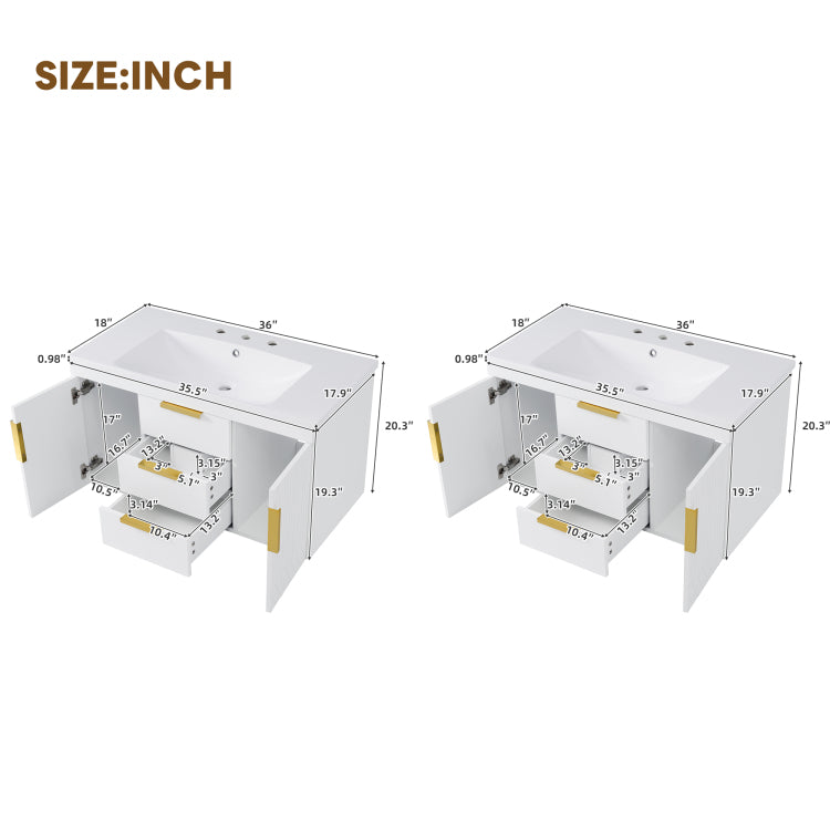 72'' Wall Mounted Bathroom Vanity, Floating Bathroom Storage Cabinet With Drawers, Solid Wood Bathroom Cabinet Same As N710S236003K