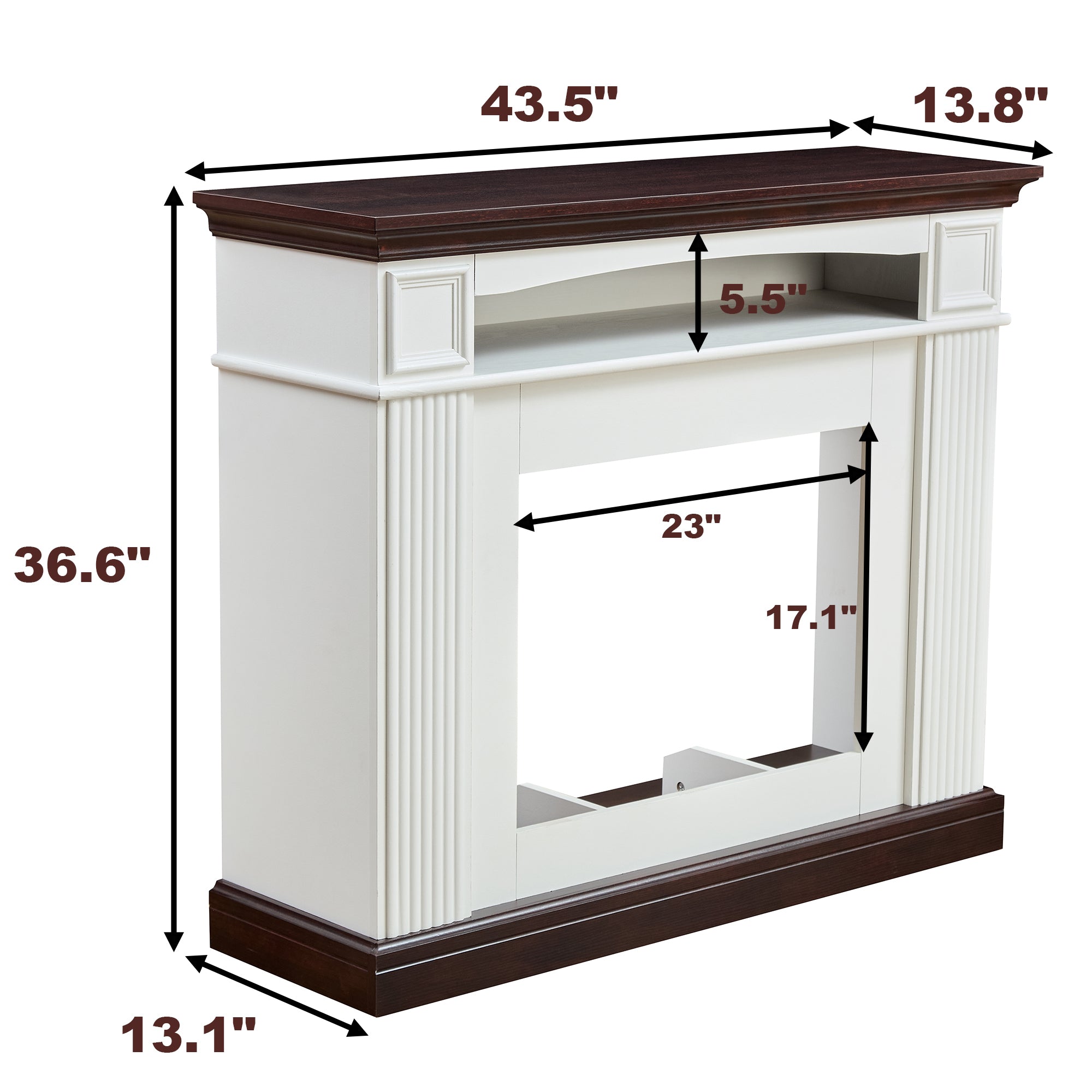Electric Fireplace With Mantel Shelf, Freestanding Fireplace Heater With Led Flame, 23 Inch Fireplace Insert In Firebox For Bedroom And Living Room