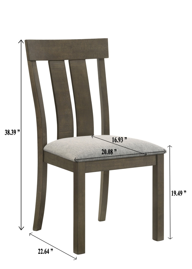 2Pc Rustic Upholstered Dining Chairs Rich Wood Finish Wooden Dining Room Furniture Brown