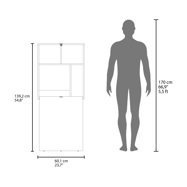 Folding Table, 4 Shelves, White