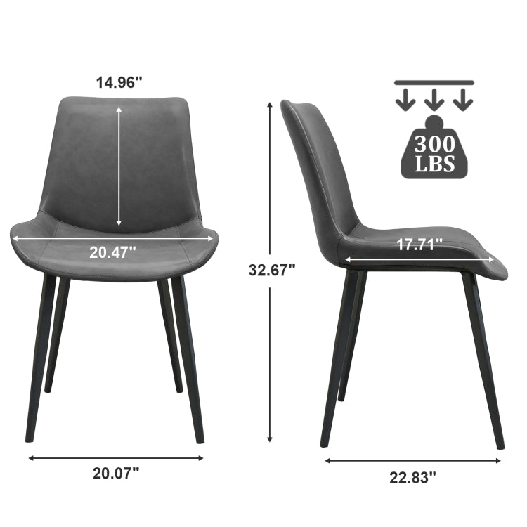 Grey Pu Leather Dining Chair With Metal Legs, Modern Upholstered Chair Set Of 4 For Kitchen, Restaurant, Living, Meeting Room