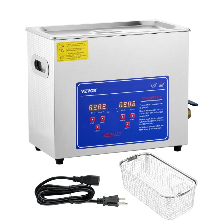 Commercial Ultrasonic Cleaner 6L Professional Ultrasonic Cleaner 40Khz With Digital Timer&Heater 110V Excellent Cleaning Machine For Watch Instruments Industrial Parts Excellent Cleaner Solution