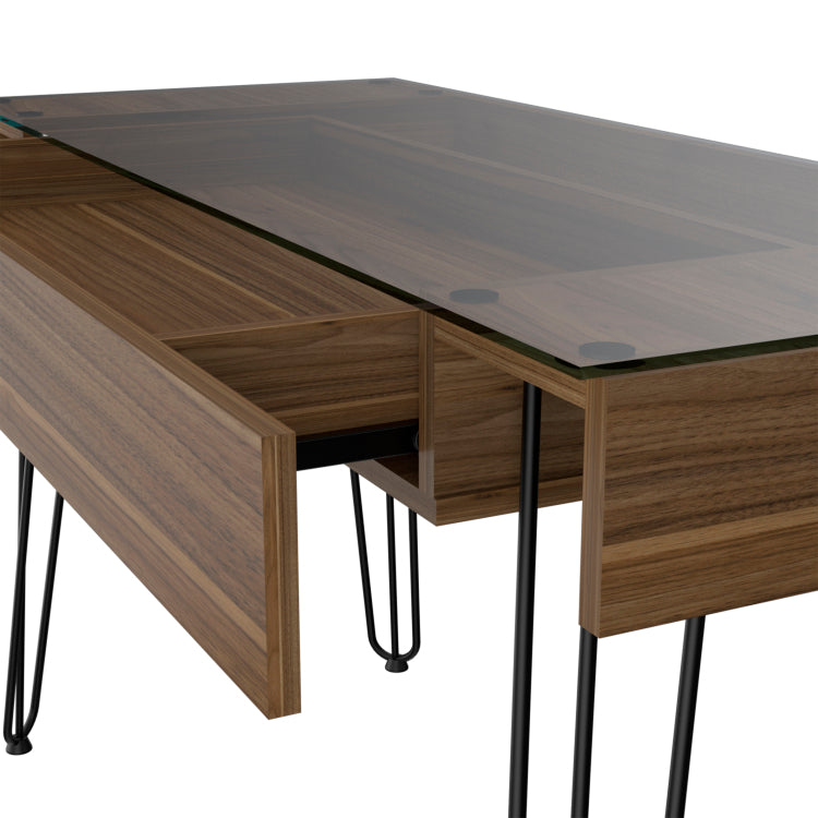 Kyoto 120 Writing Desk, Hairpin, One Drawer