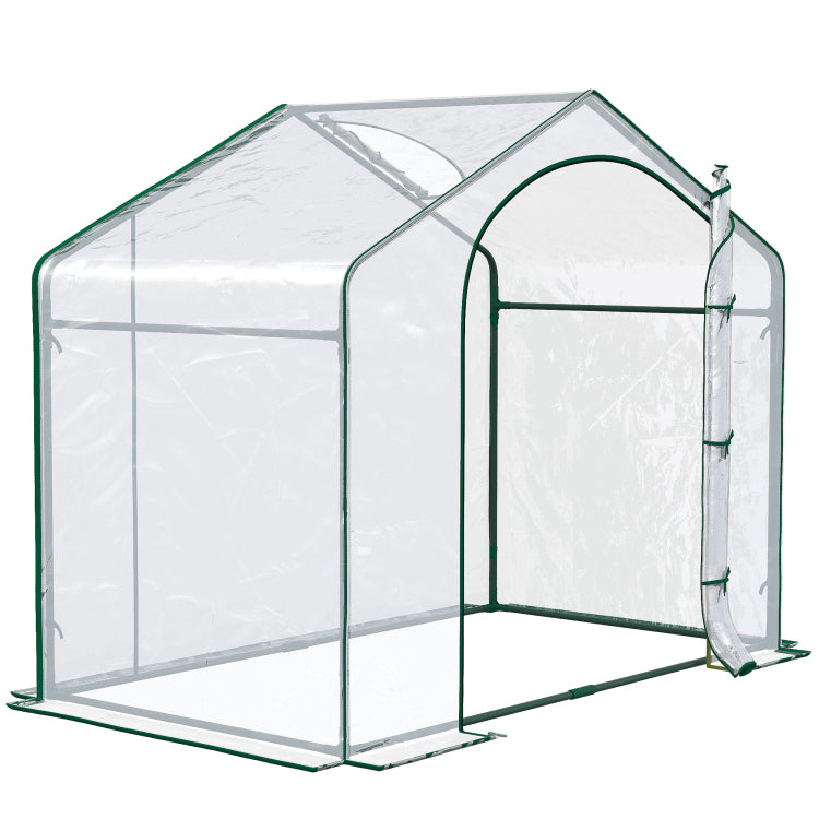 Outsunny 6' X 3' X 5' Portable Walk In Greenhouse, Pvc Cover, Steel Frame Garden Hot House, Zipper Door, Top Vent For Flowers, Vegetables, Saplings, Clear