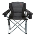 Camping Folding Chair For Adults, Portable Heavy Duty Outdoor Quad Lumbar Back Padded Arm Chairs With Side Pockets, Cup Holder And Cooler Bag For Beach, Lawn, Picnic, Fishing, Backpacking, Black