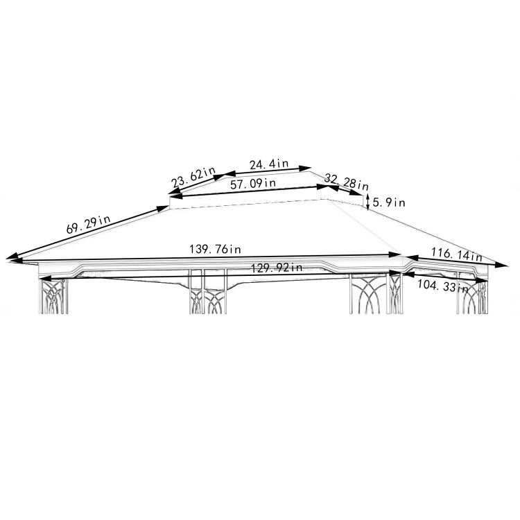 10X12 Ft Outdoor Patio Gazebo Replacement Canopy,Double Tiered Gazebo Tent Roof Top Cover Only Frame Not Include Beige White