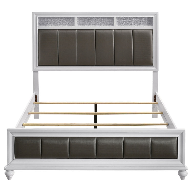 Talia White And Grey Upholstered Queen Panel Bed