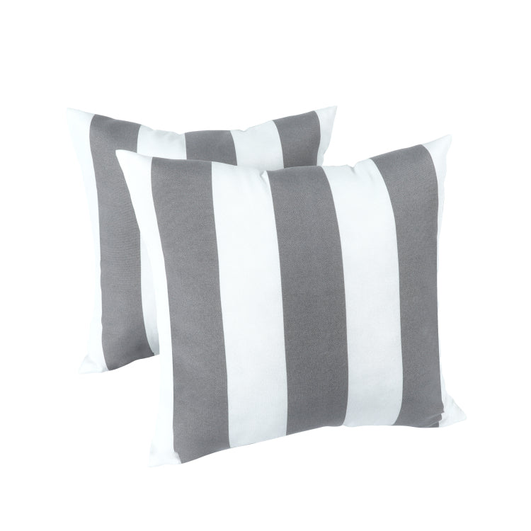 2 Pack Outdoor Throw Pillows, Waterproof & Fade Resistant Patio Cushions For Garden, Porch, Poolside Furniture Soft & Comfortable Decorative Pillow Covers 18X18 Inch, Grey White Strpie