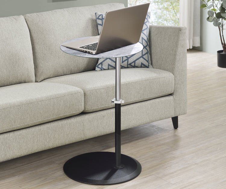 Orfeo 15.5"W End Table With Height Adjustable Gray Marble Textured Top
