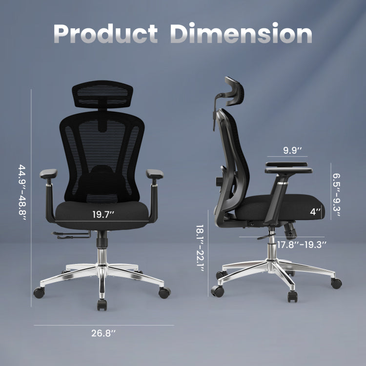 Office Chair Ergonomic Desk Chair, High Back Computer Chair With Wheels, Home Sutdy Chair For Heavy People, Office Chair Adjustable Seat Depth, 3D Armrests And Adjustable Headrest