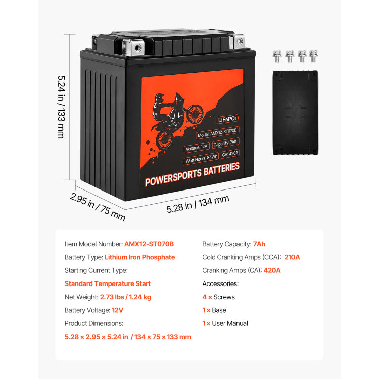 Motorcycle Battery 12V 7Ah Yt14Ah Bs High Performance Powersports Battery