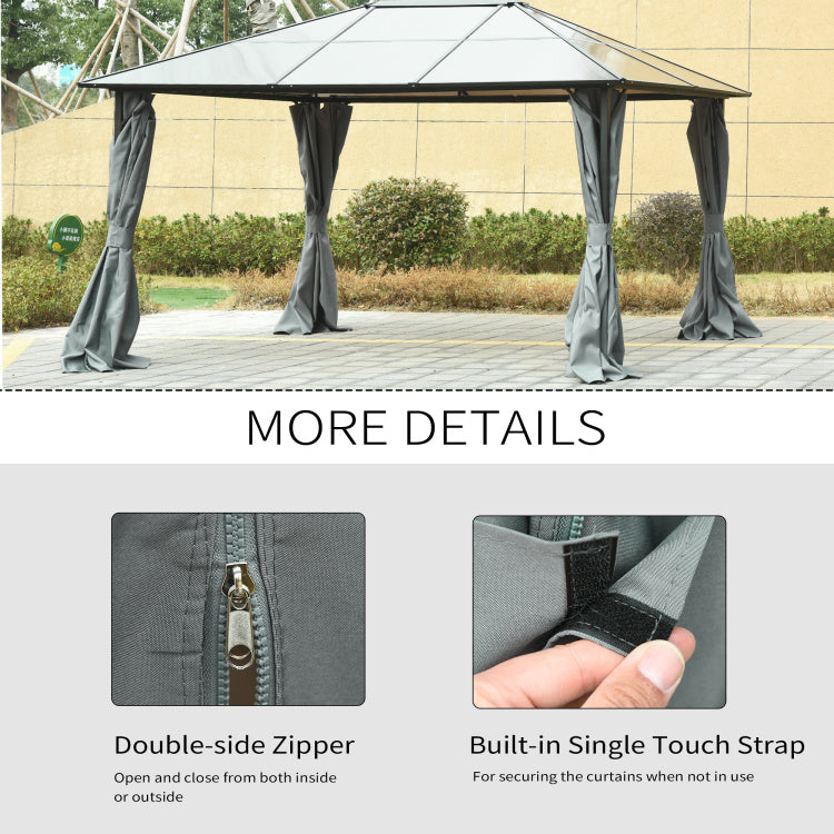 Outsunny 10' X 12' Universal Gazebo Sidewall Set With Panels, Hooks And C Rings Included For Pergolas And Cabanas, Gray