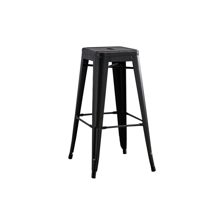 Backless Modern Light Weight Industrial Contemporary Rustic Vintage Costal Metal Bar Stools Without Back And 4 Leg Design Set Of 2 30" Seat, Distressed Black