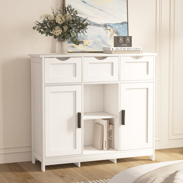 Storage Cabinets,Wooden Floor Cabinet,With Drawers And Shelves Storage Cabinets,Accent Cabinet For Living Room,Bedroom,Bathroom Furniture Home Decor White