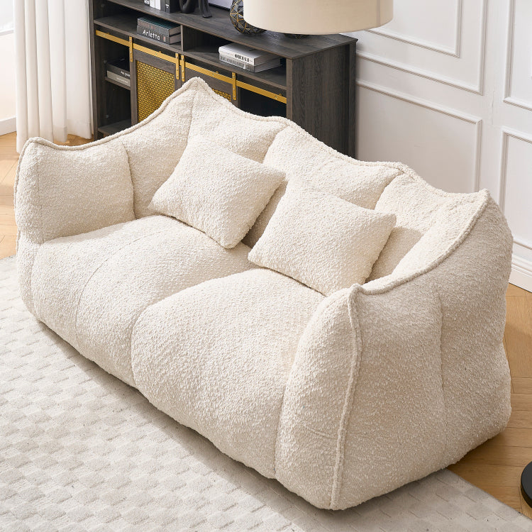 Soft Beanbag Chair With High Resilience Foam Core For Two People. The Comfortable Square Recliner Sofa Is Ideal For Family Members And Friends Engaged In Games, Reading, Watching Tv