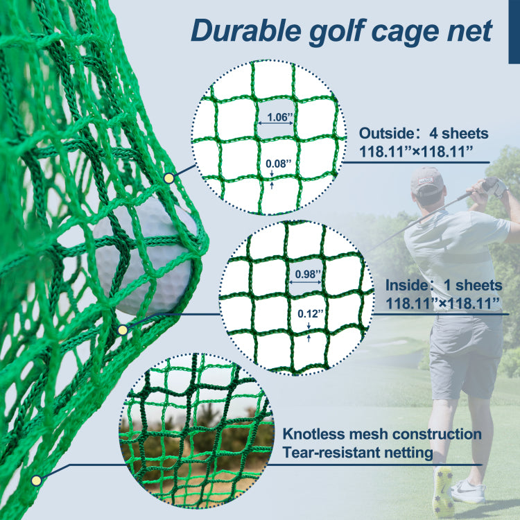 10X10X10Ft Golf Practice Net Cage W Metal Frame Hitting Net Kit Indoor Outdoor
