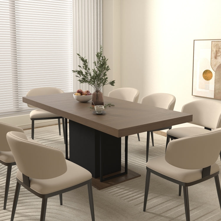 Rectangle Extendable Dining Table For 6 10 People Aged Effect Wood And Black 160 200 Cm