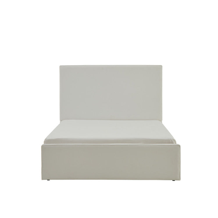 Lucas Tall Headboard Upholstered Bed 52" High Headboard Elegant Simplicity No Box Spring Needed Easy Assembly Queen Coconut Micro Suede