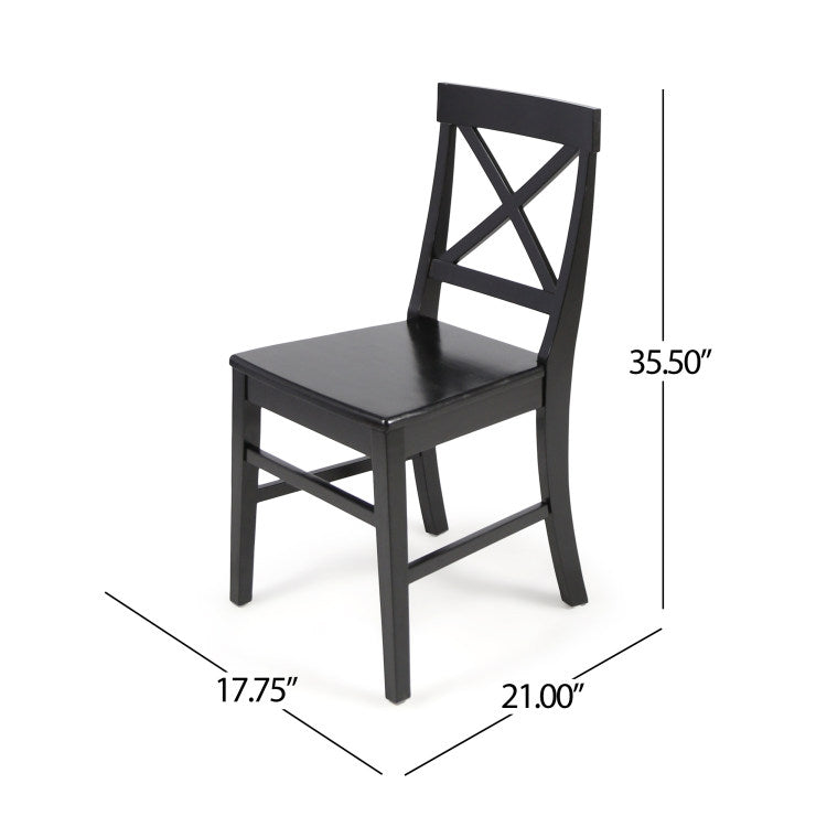 Roshan Farmhouse Acacia Wood Dining Chairs, Black Set Of 2