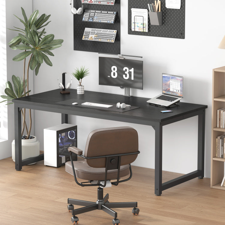 70" Computer Desk,Large Home Office Desk Wide Workstation 1 Inch Thicker Tabletop For Writing,Black