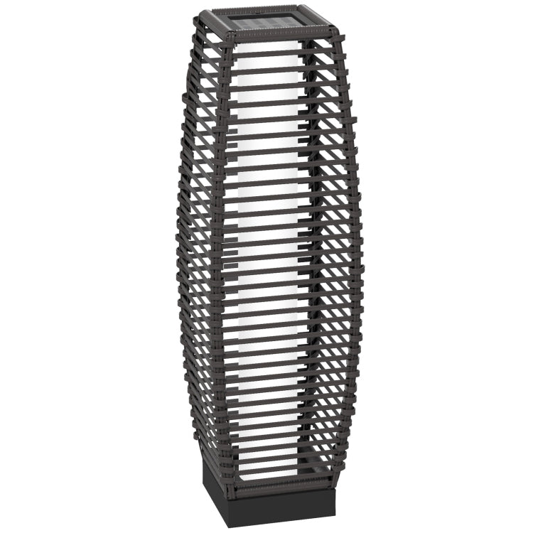 Outsunny Solar Floor Lamp, Outdoor Rattan Garden Lantern Pathway Light & Decorative Driveway Lighting With Auto On Off Led Lights For Porch, Yard, Lawn, Courtyard, Deck, Gray