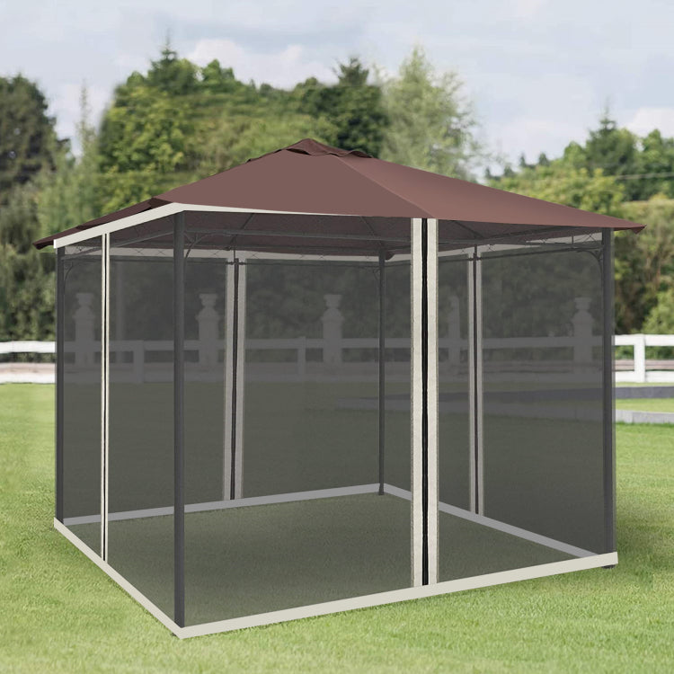 Outsunny 10' X 12' Universal Replacement Mesh Sidewall Netting For Patio Gazebos And Canopy Tents With Zippers, Sidewall Only , Beige