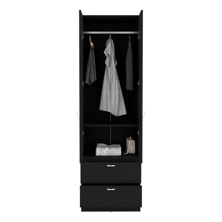 Vico 76" High Armoire Wardrove Closet With 2 Drawers, Double Door Cabinet , One Shelf And Hanging Rod, Bedroom Clothes Storage Cabinet Organizer