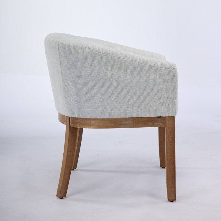 Mid Century Modern Upholstered Barrel Dining Chairs With Arms,Farmhouse Linen Kitchen & Dining Room Chairs With Natural Hardwood Frame, 19" W Accent Chairs For Living Room,Single Pack,Beige,Sw1891Bg