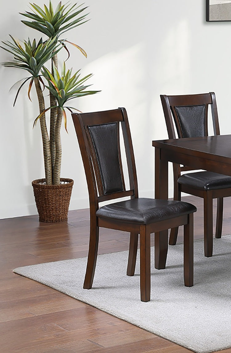 Beautiful Dining Room Furniture Walnut Black 6Pcs Set Dining Table 4X Side Chairs Bench Unique Design Back Chair