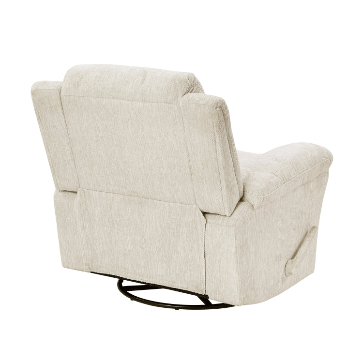 Glider Swivel Recliner Chair Beige Microfiber Upholstery Plywood Frame Durable Plush Comfort Living Room Furniture 1Pc