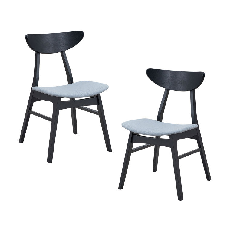 Wooden Dining Chairs Set Of 2, Modern Soft Upholstered Kitchen Side Chairs,Wooden Frame Kitchen Chairs For Dining Room,Living Room,Restaurant,Black