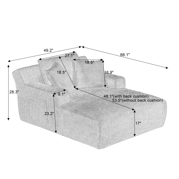 Oversized Chaise Lounge Chair Indoor,No Assembly Required,Comfy Sleeper Sofa For Living Room,Office