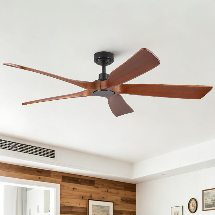 60" Modern Farmhouse Vintage Mahogany Solid Wood With Light And Remote Control, Noiseless, 6 Speeds Reversible, Quiet Dc S For Indoor Or Covered Outdoor Use, Etl Listed