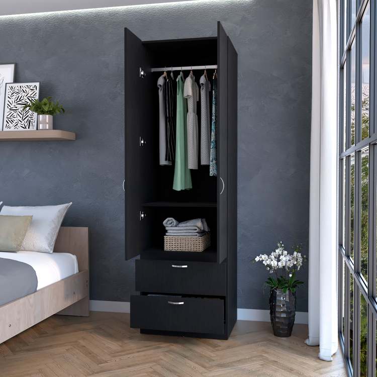 Wenge 2 Door 2 Drawer Wardrobe