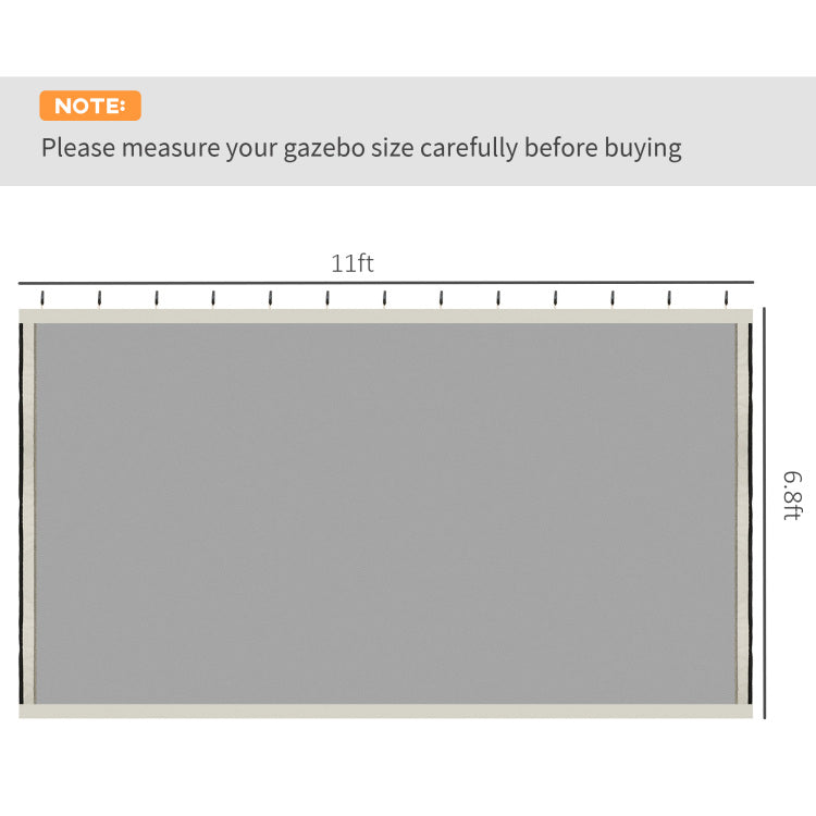 Outsunny 10' X 12' Universal Replacement Mesh Sidewall Netting For Patio Gazebos And Canopy Tents With Zippers, Sidewall Only , Beige