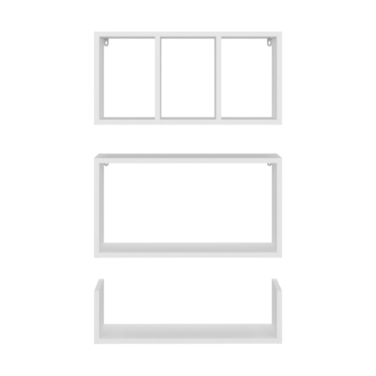 Trego Wall Shelves Set Of 3, Modern Floating Shelves For Home Storage And Decoration Of Living Rooms, Studios, Office Or Bedroom, White
