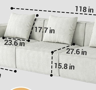 Belfin Modular Sectional Sofa, Convertible Tofu Block Sofa Floor Sofa Bed Armrest Comfy Sofa Bed Compressed Sofa Compression Sofa For Living Room Bedroom Chenille Fabric Beige