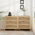51.18'' Arc Shaped Corner Rattan Cabinet, 6 Drawers Rattan Storage Cabinet Rattan Drawer, For Living Room Bedroom,And Kitchen, Natural