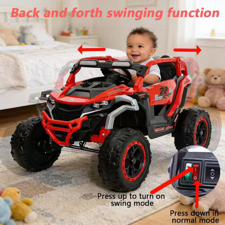 Ride On Models Truck Car 12V Kids Electric Vehicles, Remote Control, Front & Rear Shock Suspension, 2 Seater Utv, Flashlights And A Built In Music Player, For Age 3 6 Years Old Red