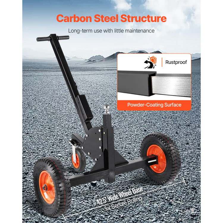 1500Lbs 2 In 1 Trailer Dolly 22 And 26 In Adjustable Height 2In Ball With Caster