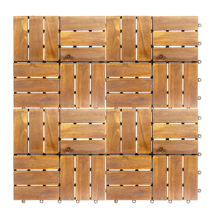 12 In. X 12 In. Acacia 12 Slats Checker Deck Tiles 10 Pieces