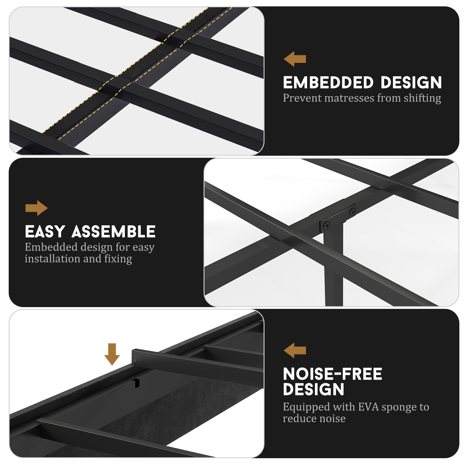 Full Size Upholstered Platform Bed Frame 14'' Underbed Storage, Linen Headboard, No Box Spring Needed