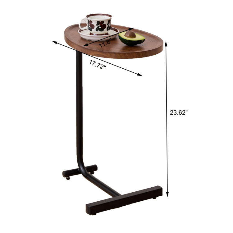2 Pieces Brown C Shaped Side Table, Small Sofa Table For Small Spaces, Living Room, Bedroom