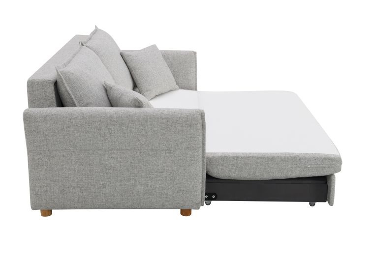 Oren Gray Chenille Sleeper Sectional Sofa W Storage & 2 Toss Pillows