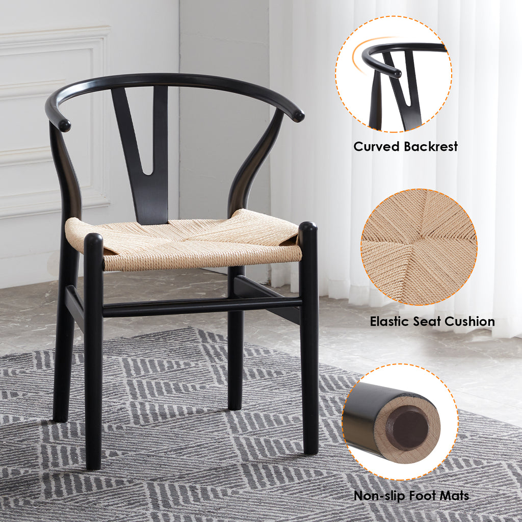 Two Wood Wishbone Dining Room Chairs Mid Century Modern Wooden For Your Beach House, Fully Assembled