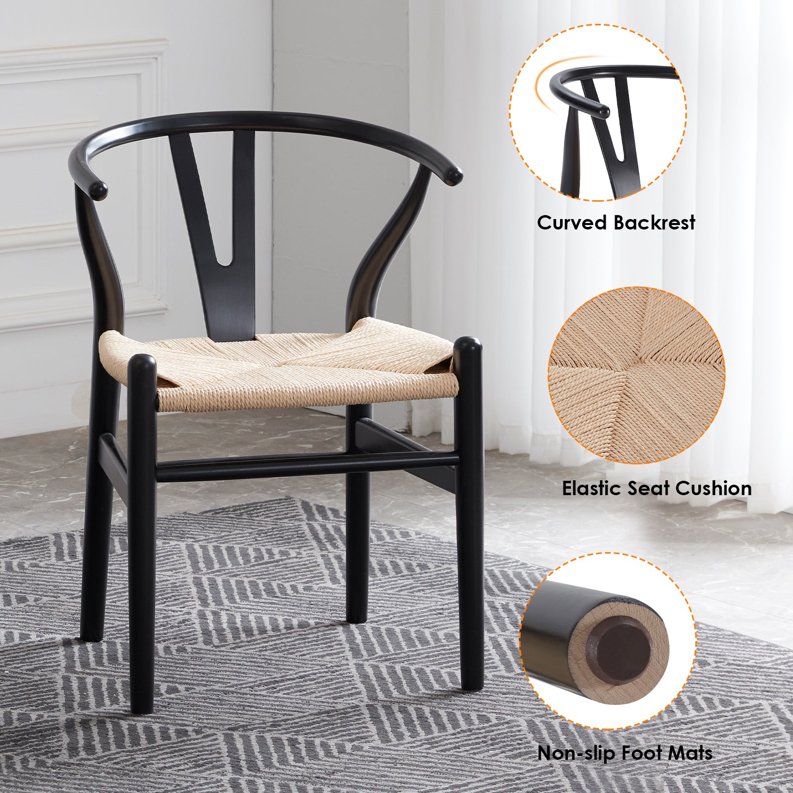 Two Wood Wishbone Dining Room Chairs Mid Century Modern Wooden For Your Beach House, Fully Assembled