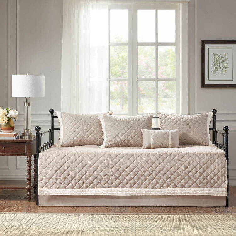 6 Piece Cotton Daybed Cover Set Khaki Daybed