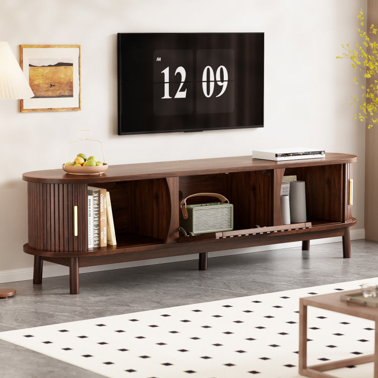 Modern Farmhouse Tv Stand For 75" Tvs, Wood Entertainment Center With Storage Cabinet, Tv Console Table For Living Room, Bedroom
