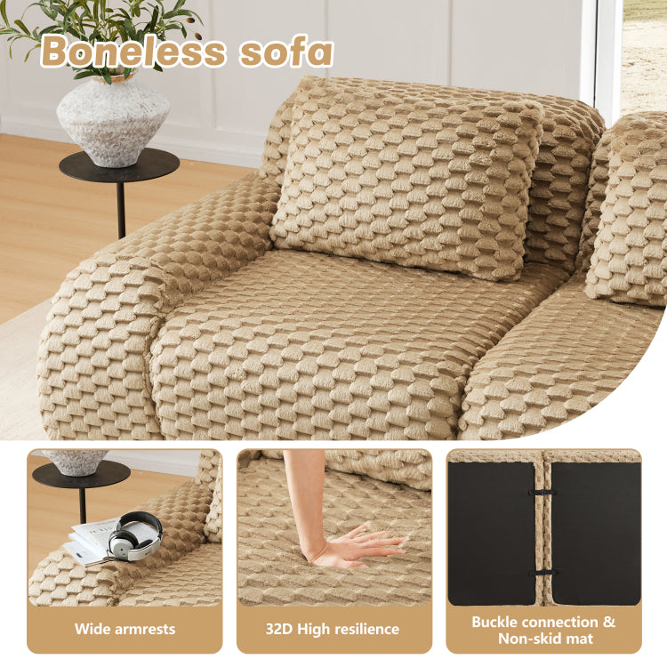 82" Modern Modular Sectional Sofa For Living Room,Flannelette Fabric,Highly Textured,Oversized 2 Seater Couch With Deep Seat,Buckle Connection,Anti Slip Design,No Assembly,Boneless Sofa,Light Camel